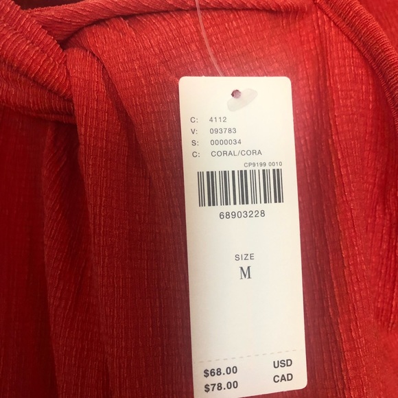 Anthropologie Maeve Off-the-Shoulder top BNWT Medium, Coral - Picture 3 of 5